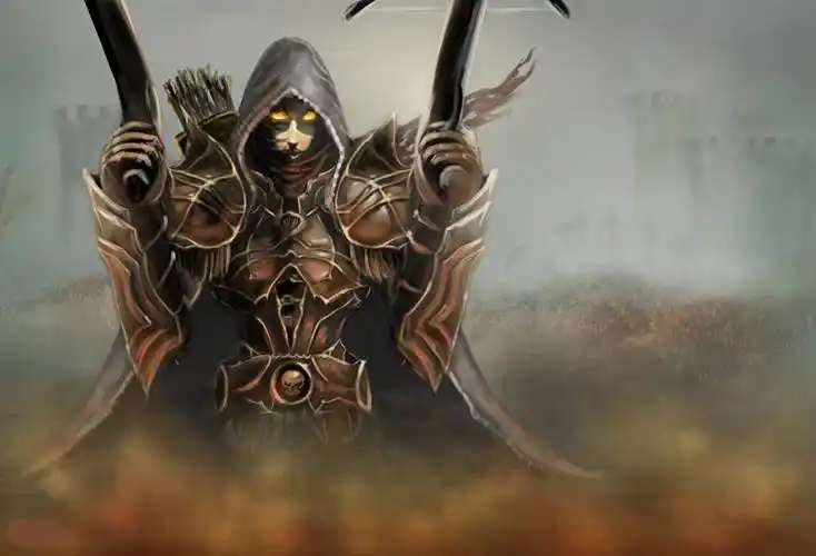 壁纸,暗黑破坏神iii,魔鬼,demon hunter,装甲,兜帽,游戏,奇幻作品,下