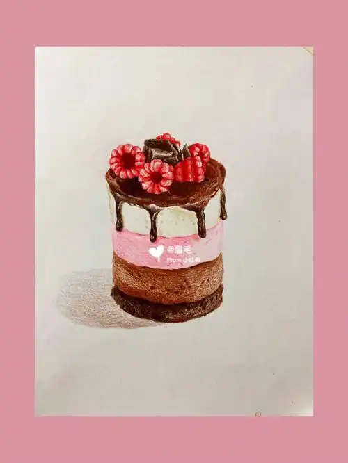 附过程图90079898#画画  #彩铅画  #蛋糕  #甜点