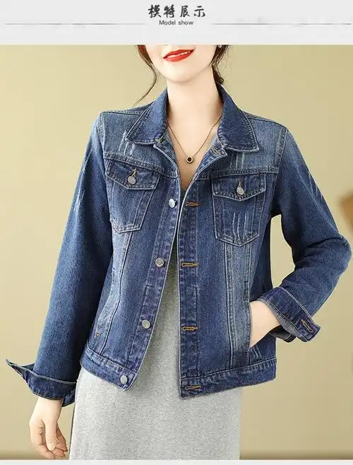 实拍现货韩版小个子牛仔外套女宽松休闲学院牛仔上衣港风工装夹克