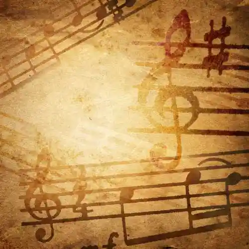 黄色纸张背景音乐符号