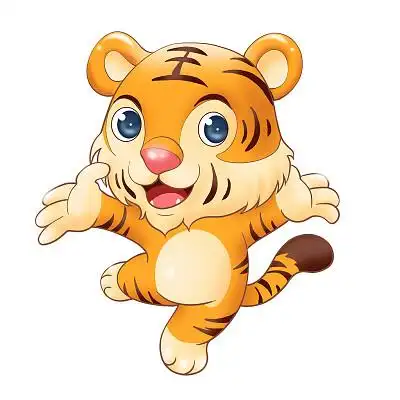 动物冬天冬季下雪手绘卡通虎年生肖老虎原创插画素材国潮风格虎年元素