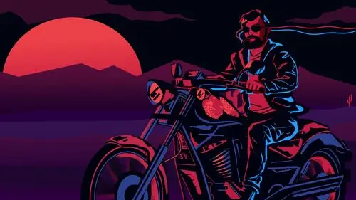 嘻哈素材 男子骑摩托卡通舞台背景