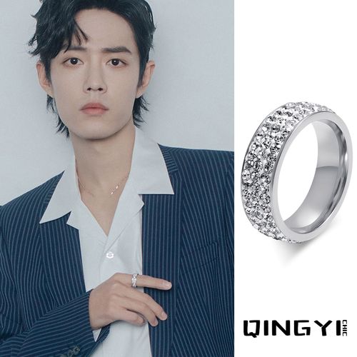 00折后价￥21肖战王一博同款戒指 黑色拉丝钛钢欧美设计潮男ins个性