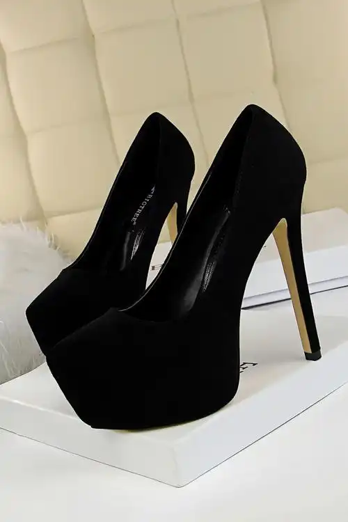 欧美新款简约职业ol高跟鞋细跟超高跟防水台性感夜店显瘦女单鞋