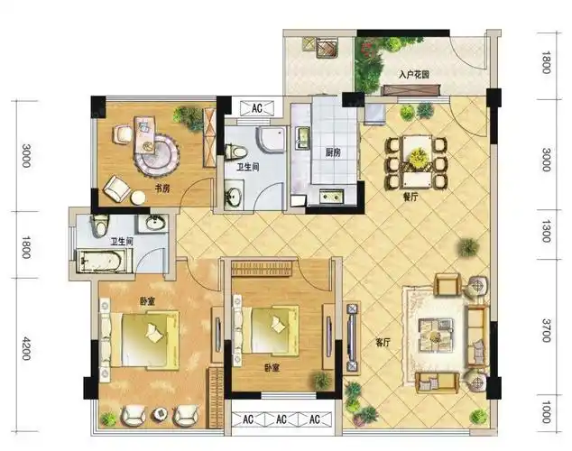 70平两室一厅房屋室内户型图大全