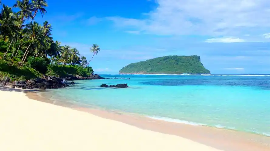 壁纸 海滩,棕榈树,岛屿,蓝色的大海 2880x1800 hd 高清壁纸, 图片