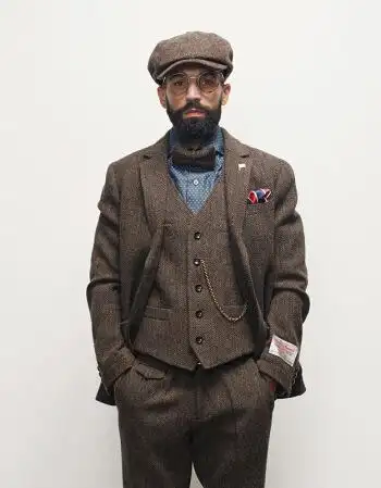 舒适帅气西装秋冬艾比路英式复古560克harristweed雅痞男西装上衣古着