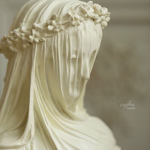 雕像艺术艺术树树脂黄觉同半身雕塑面纱少女新娘摆件