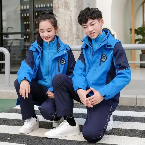 校服定制中学初中生冲锋套装小学生秋冬冬装三件校服