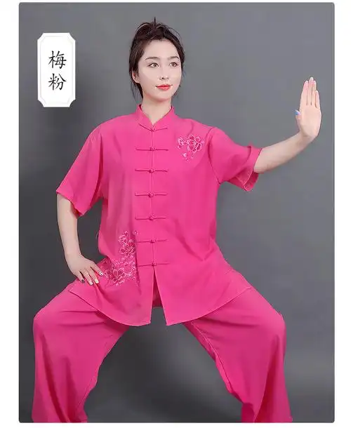 精选好货太极服夏天新款高端陈英太极服女短袖新款飘逸女装亚麻棉麻