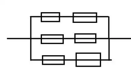 我想问下六块电池两串联三并联怎么接线