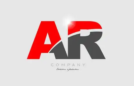 组合字母ar,r,灰色红色字母,标志图标设计,适合公司或企业