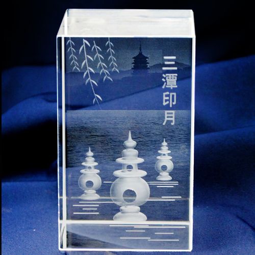 山头林村杭州西湖纪念品 杭州西湖三潭印月旅游纪念品地标建筑水晶内