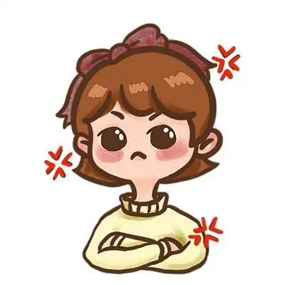 不高兴的黄毛衣女孩表情包 psd