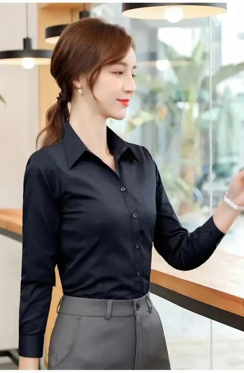 高品质秋季职业衬衫女2021黑色职业衬衫女长袖秋季气质上衣正装女士