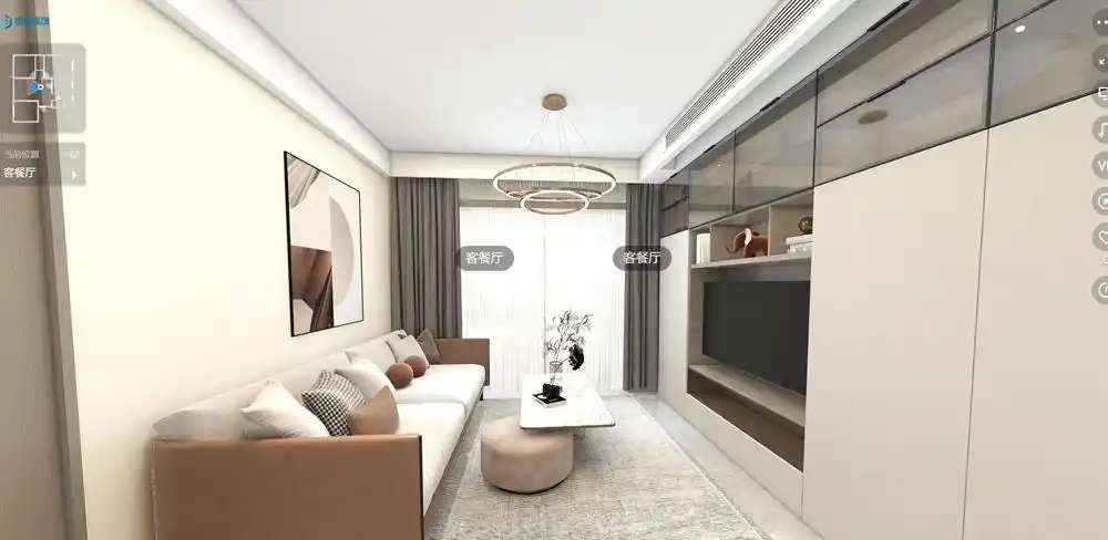 浦东新区晨阳小区100平方现代简约风格三房两厅两卫客厅装修效果图