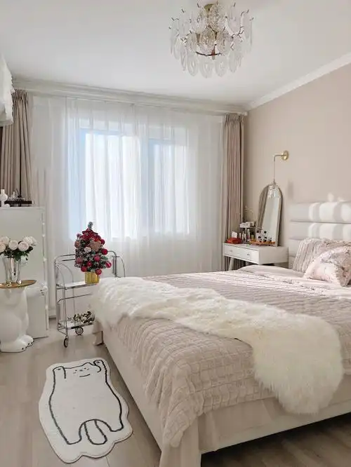 奶油色少女心卧室毛茸茸暖乎乎的好舒服