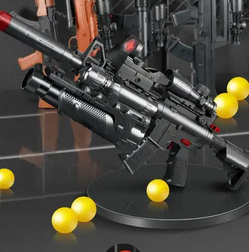 打气球的抢连发硬弹 ak47突击步抢m416软弹bb枪手动上膛可发射枪男孩