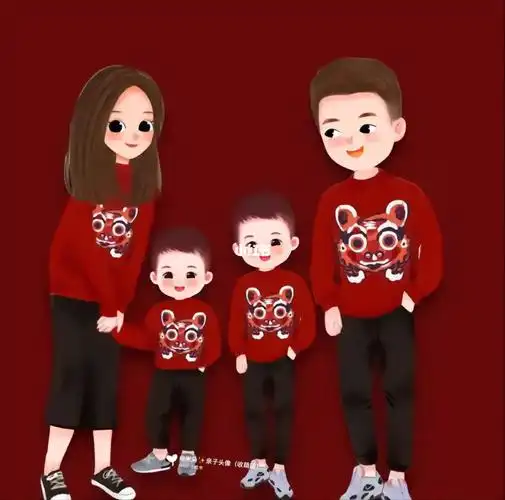 一家四口两儿子头像～你留言我做图