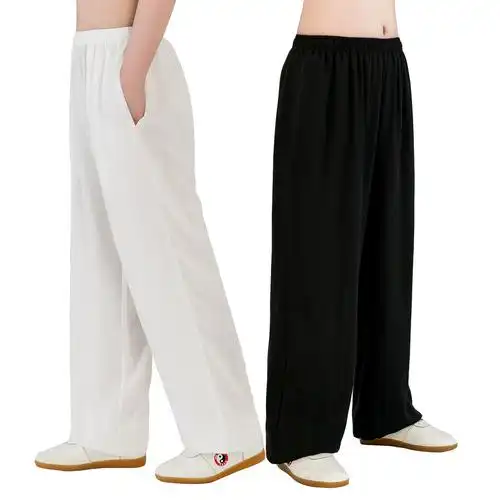 太极裤女棉麻春夏季灯笼裤太极拳服装男中老年宽松练功裤武术裤