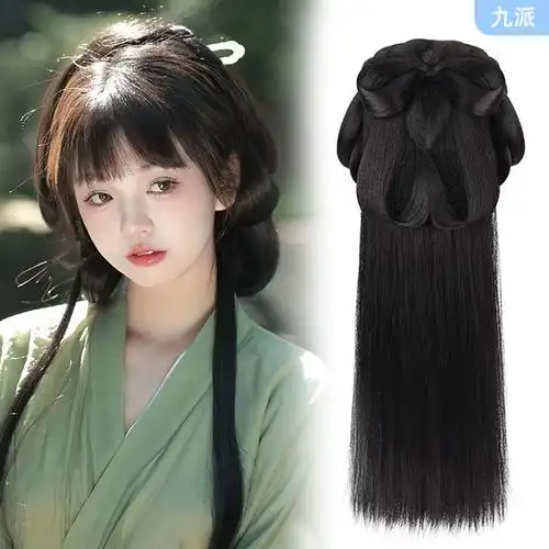 古装汉服假发一体式全套头饰古风战国袍发髻盘发发包魏晋风发型女