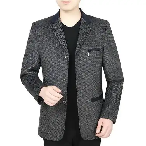 梵克公牛季新款男装中年西服男外套上衣男士商务西服外套