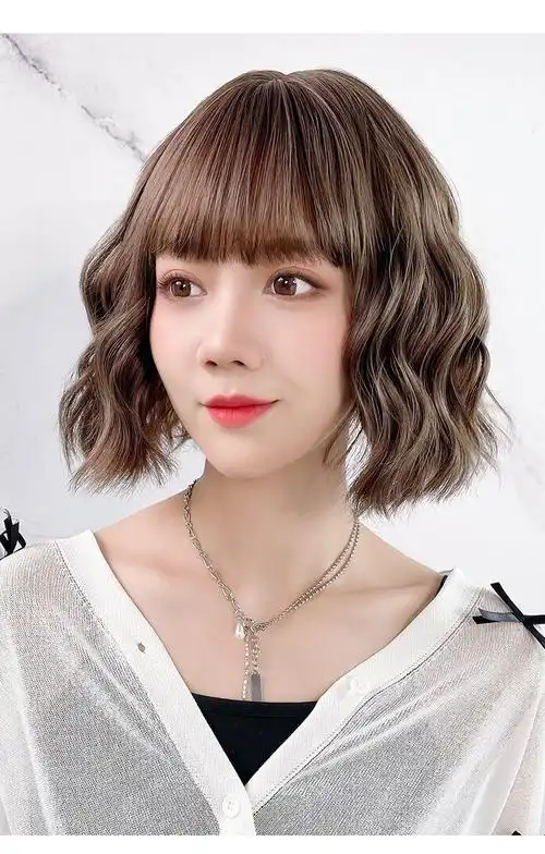 假发女短发网红羊毛卷发型蓬松自然蛋蛋卷修颜圆脸逼真整顶假头套