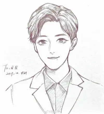 肖战手绘素描图片