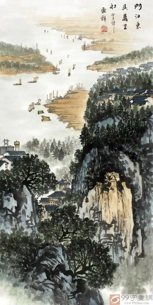 已售杜云祥三尺写意山水画门泊东吴万里船