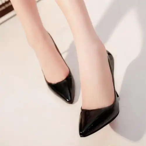 2017春季新款尖头浅口漆皮社交女鞋子高跟鞋女细跟性感单鞋