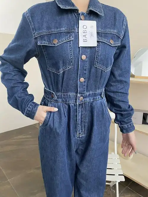 babo巴布80507牛仔裤2021新款收腰显瘦连衣裤直筒连体衣