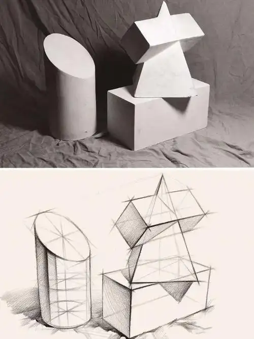 初学素描者必看61几何体组合素描教程四