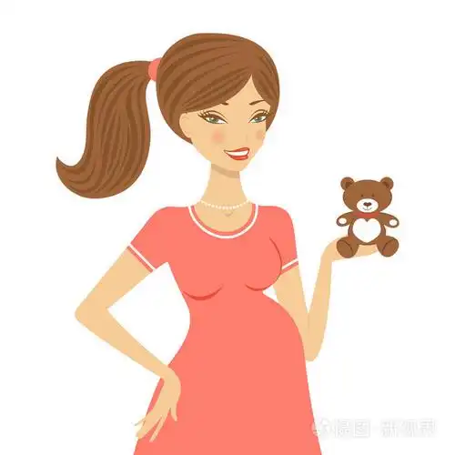 美丽的妈妈抱着玩具熊