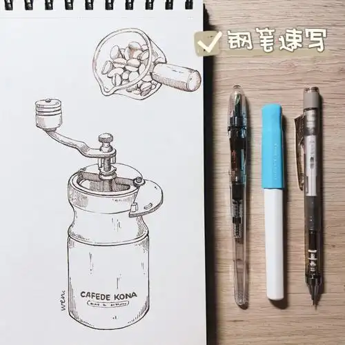 手绘雯钢笔速写练习011