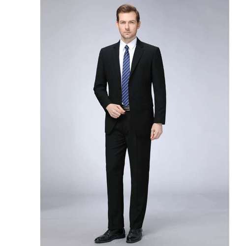 高品质纯羊毛中老年人男士休闲西服精品商务西装礼服外套2扣藏青套装