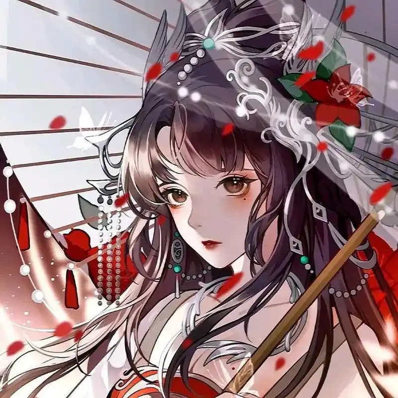 珍藏版绝美超仙红色系梦幻仙气动漫女生头像