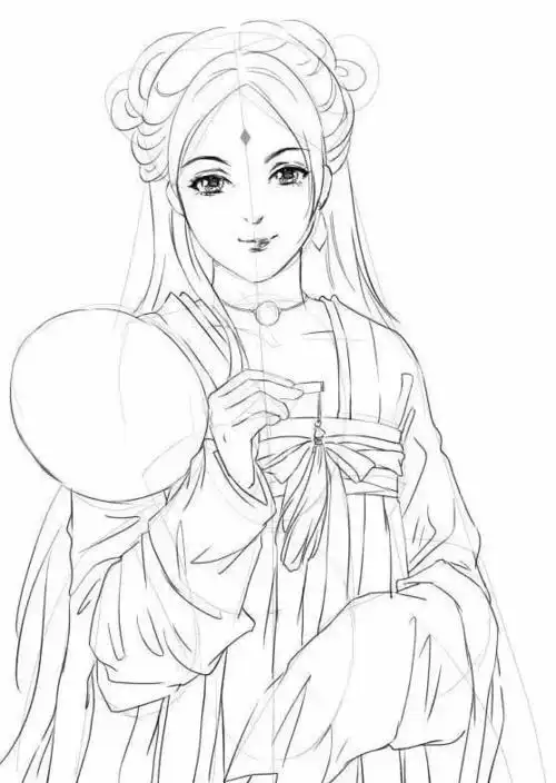 漫画人物简笔画女生古装步骤图片)[动漫古装人物简笔画]铅笔手绘古风
