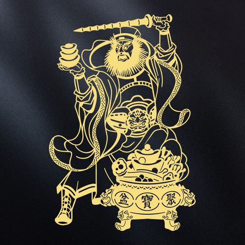 lism道家正财神赵公明机贴纸后壳背面金属贴发财转运后背贴画 武财神