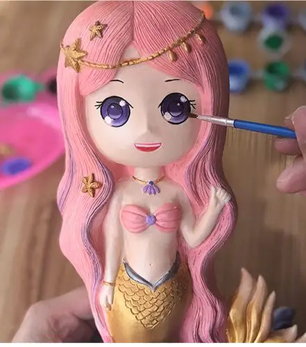 石膏娃娃涂色 美人鱼石膏娃娃涂色儿童手工制作diy彩绘涂鸦搪胶存钱罐