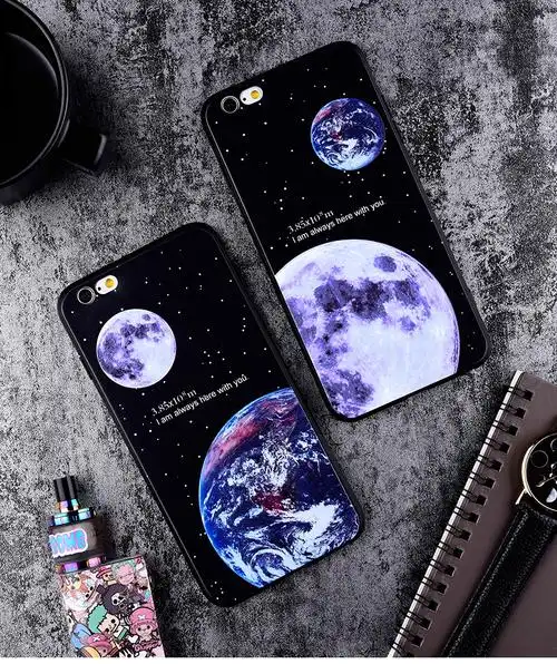 星空月球iphone6s手机壳磨砂软壳苹果6splus保护套6p全包黑色新款_7折