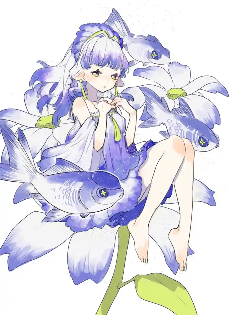 人物绘画,梦幻的卡通美人鱼