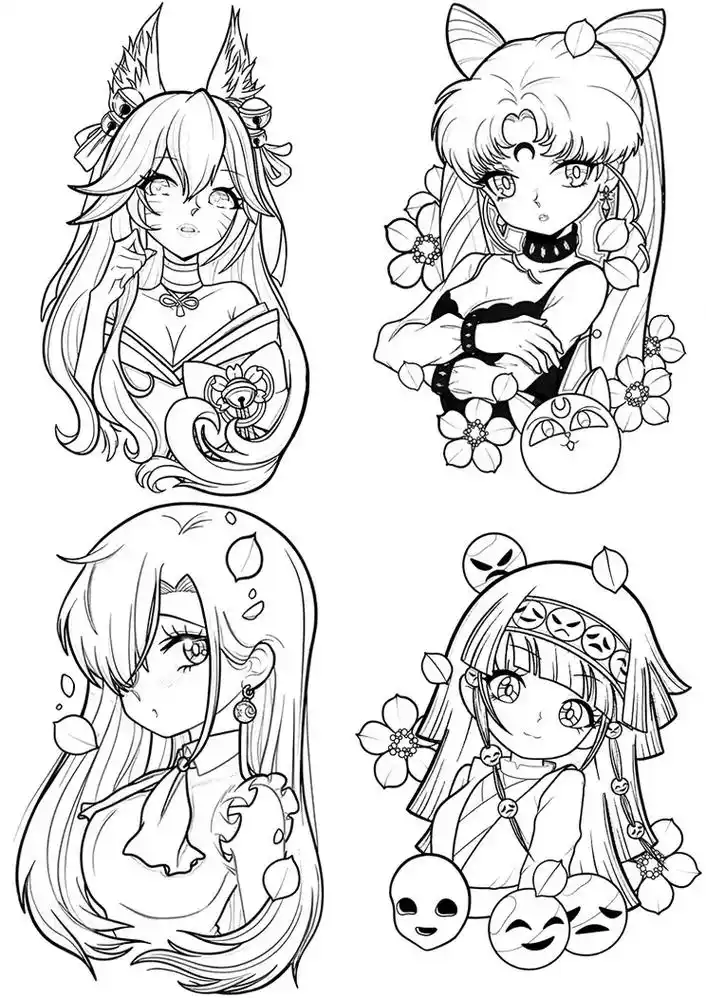 卡通动漫美少女手稿