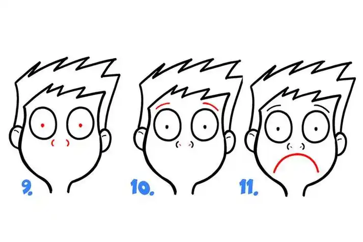 害怕卡通面部表情简笔画