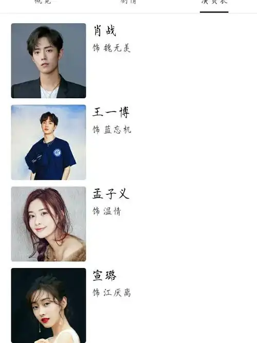 陈情令演员表上