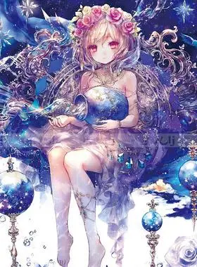 梦幻星辰少女 钻石画5d满钻卡通卧室2022新款点贴钻十字绣儿童房