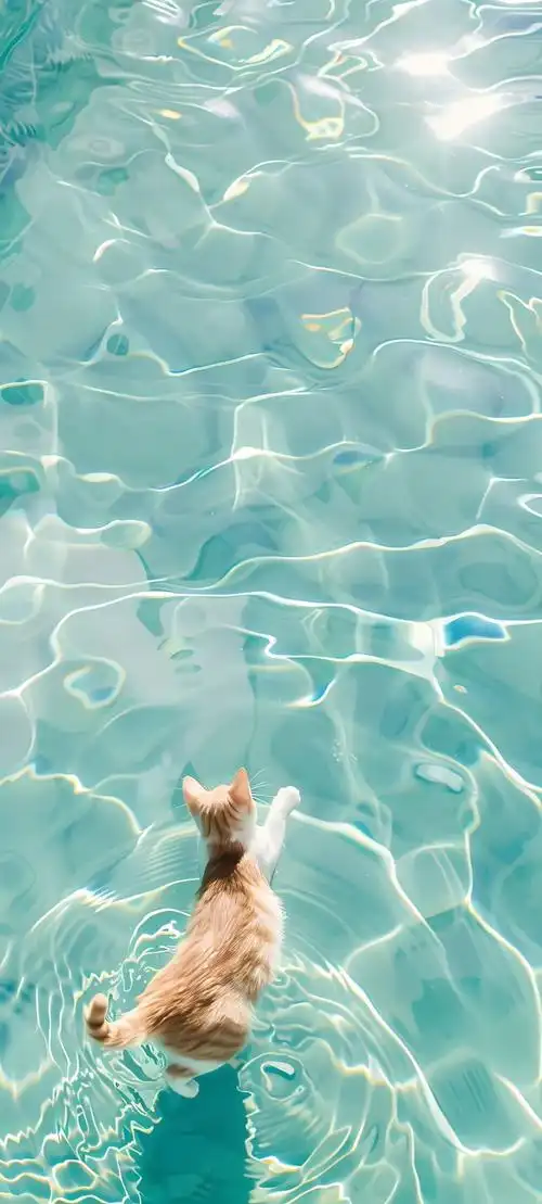 可爱超萌猫咪戏水手机壁纸图片快快收藏