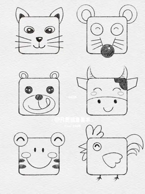 儿童创意画动物简笔画大图