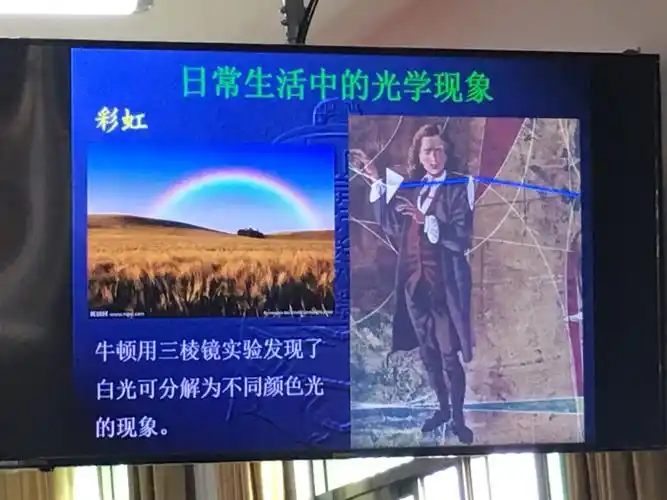 日常生活中的光学现象: 牛顿用三棱镜实验发现了白光可分解为不同颜色