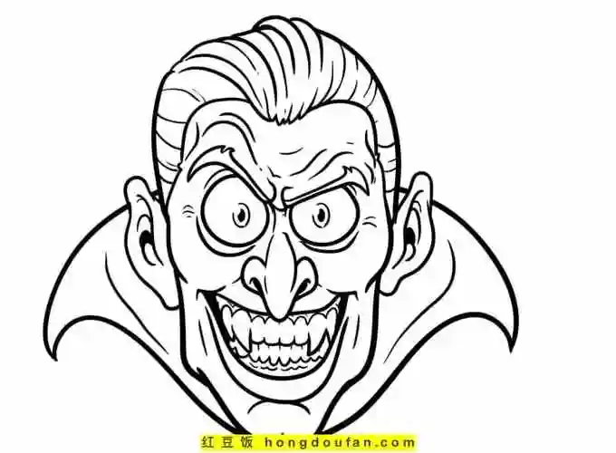 12张吸血鬼德古拉恐怖涂色图片-红豆饭小学生简笔画大全