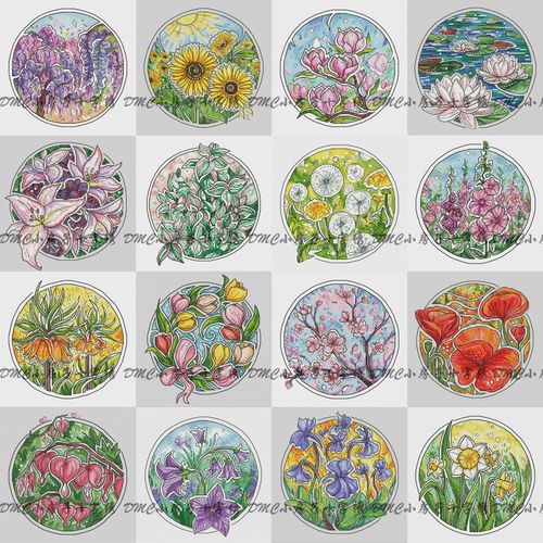 小房子十字绣 法国dmc线 圈圈图 花草系列 挂画组合 简单手工diy